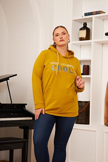 RMG Φούτερ Dark Oliv Plus Size Stone με στάμπα