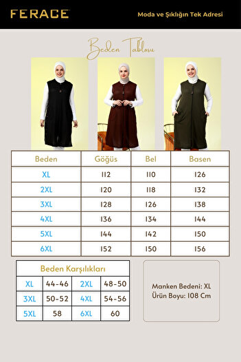 Ferace Women's Hijab Clothing Long Summer Pocket Zippered Vest Tile