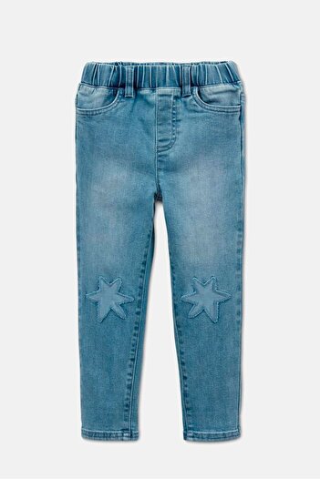 Tchibo Toddler Girls Regular Fit Plain Stretchable Denim Jeans, Blue