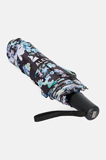 Alexis Bendel Floral Print Folded Umbrella, Black