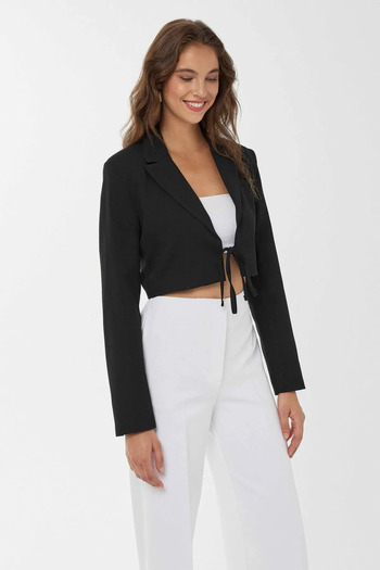 Hiccup Crop Blazer - with Tie Detail