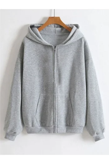 MOONBULL Zippered Oversize Hooded Sweatshirt