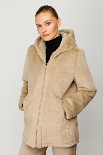 Ekol Hooded Plush Coat