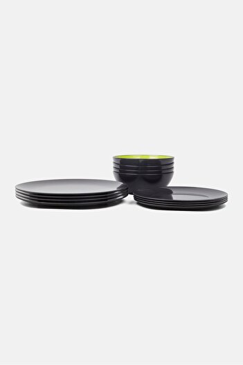 Alpina 12-Piece Melamine Dinnerware Set, Green