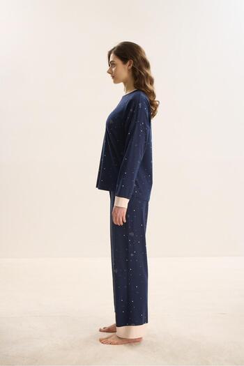 Sevim Γυναικεία μακρυμάνικη πιτζάμες Navy Blue - C9T3N0O61