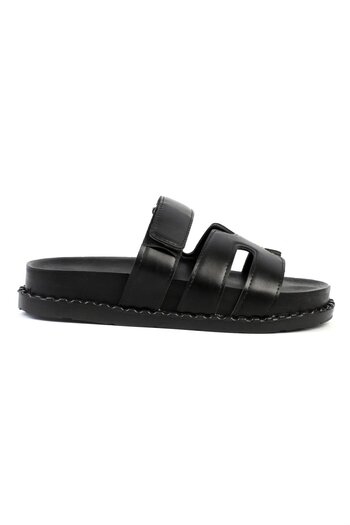 ShoeTek Papuci de damă din piele Isodora neagră - cu bandă și talpă