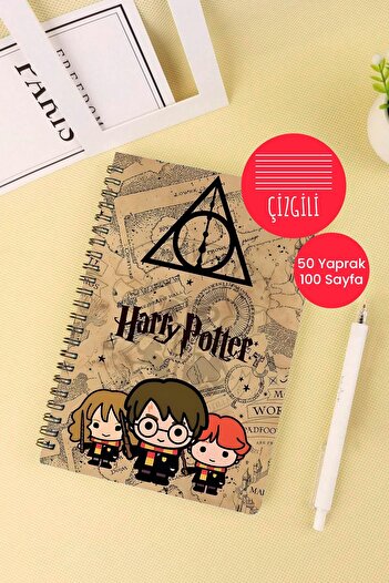 Anime Marketi Harry Potter Temalı A5 Spiralli Okul Defteri 50 Yaprak 100 Sayfa - Çizgili