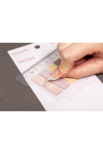 GUGUK Vanilla Colored Transparent Ruled Post-It - Pet Index Sticker with 10 Designs