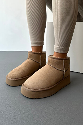 Mupa Shoes Mini İçi Kürklü Kalın Tabanlı VİZON