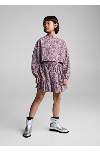 MANGO Kids Print ruffle skirt
