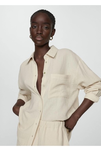MANGO Woman Cotton shirt with pockets on the chest