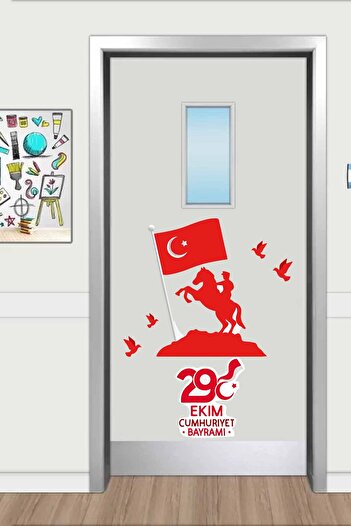 Kt Grup October 29Th Republic Day Glass Wall Double-Sided Sticker Set