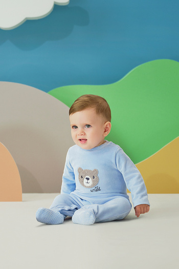 Miny Center Baby Boy Velvet Jumpsuit