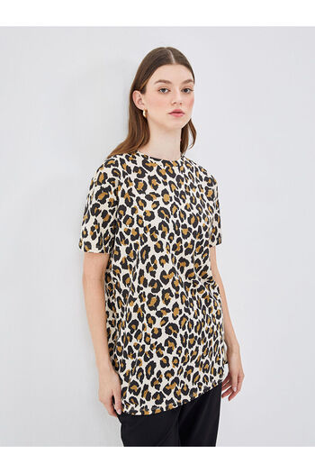 LC Waikiki Lcw Crew Neck Leopard Patterned Oversize Women's Tunic