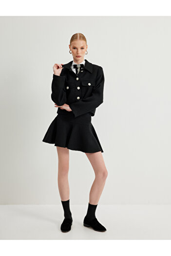 Koton Mini Tweed kiszélesedő szoknya derékban