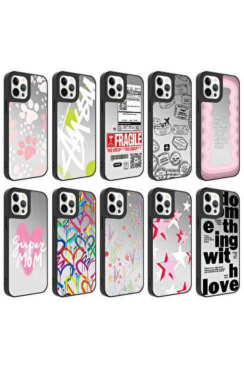 zore iPhone 12 Pro Compatible Mirrored Patterned Camera Protected Glossy Tygo Mirror Case-Nsmi
