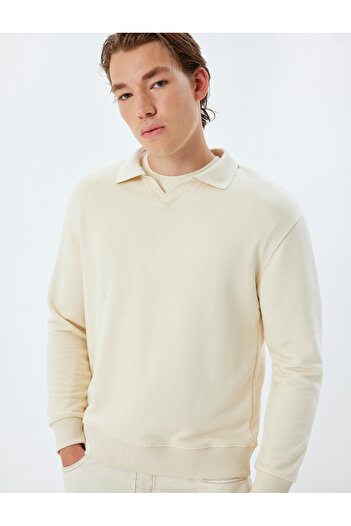 Koton Μακρυμάνικο φούτερ Basic Cotton Polo γιακά