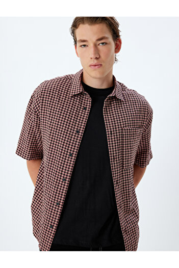 Koton Cotton Blend Patterned Short Sleeve Shirt