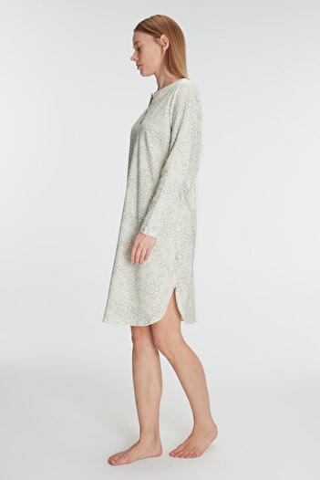 Anıl 11296 Women's Cotton Long Sleeve Nightgown