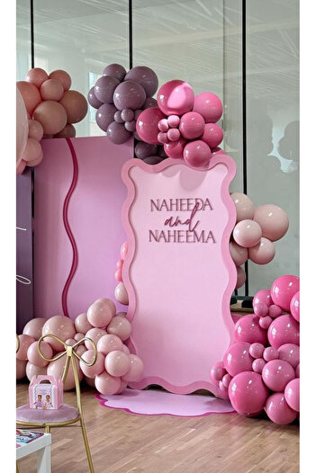 Çemrek Süs Parti Pink Purple Powder Balloon Chain Set of 100
