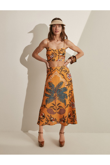 Koton Melis Ağazat X Koton - Bow Detailed Linen Mixed Strappy Crop Athlete