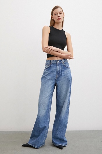 Never more High Waist Blue Wide Leg Jeans