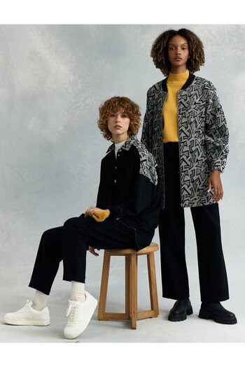 KYR Black Abstract Patterned Hotfix Jacket