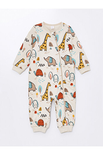 LC Waikiki Lcw Crew Neck Long Sleeve Printed Baby Boy Jumpsuit