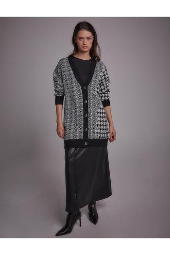 Kayra Exclusive Knitwear Cardigan Black White