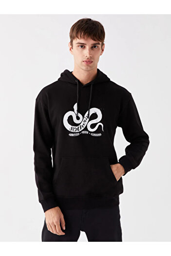 LC Waikiki LCW Casual - Νέο ανδρικό φούτερ με μαύρη στάμπα, μακρυμάνικο