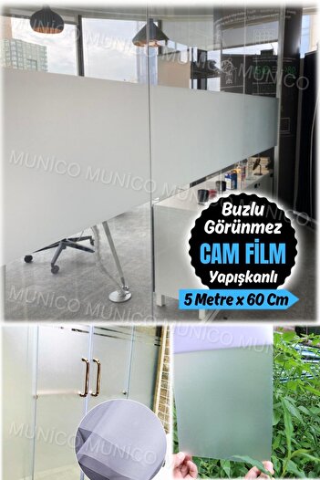 Gaggani 5 Metre x 60 Cm Yapışkanlı Buzlu Gizli Görünüm Pencere Kaplama Kolay Kurulum ve Uzun Ömürlü Kullanım