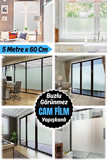 Gaggani 5 Metre x 60 Cm Yapışkanlı Buzlu Gizli Görünüm Pencere Kaplama Kolay Kurulum ve Uzun Ömürlü Kullanım