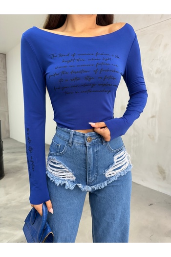 BİKELİFE Bedruckte, dehnbare Sandy Crop-Bluse für Damen