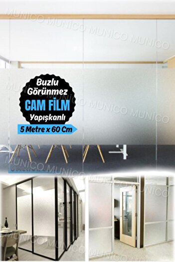 Gaggani 5 Metre x 60 Cm Yapışkanlı Buzlu Gizli Görünüm Pencere Kaplama Kolay Kurulum ve Uzun Ömürlü Kullanım