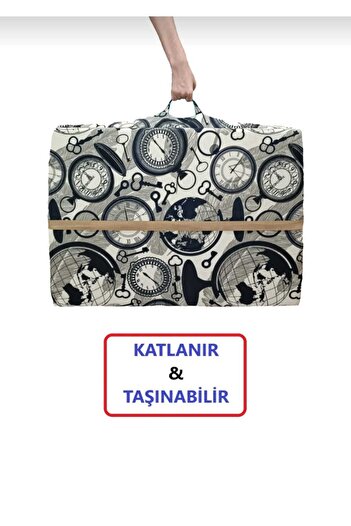 Mor Minder Katlanır Yer Yatağı Tek Kişilik Sünger Katlanır Yatak 80x180 Cm 8 Cm Gri Kalın Sünger Saatli Model