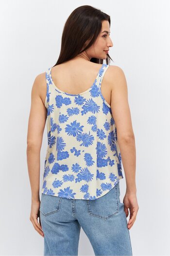 Levi's Women Round Neck Sleeveless Floral Top, Beige