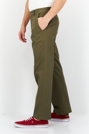 Esprit Men Regular Fit Plain Chino Pants, Olive