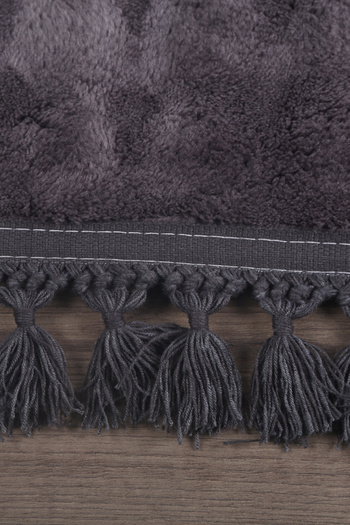 Bonny Home Bubble Anthracite Pompom Fringed Cutting Mat Washable Non-Slip Base Soft Tufted Carpet