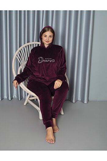 Lady Plum Plus Size Velvet Pajama Set