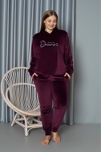 Lady Plum Plus Size Velvet Pajama Set