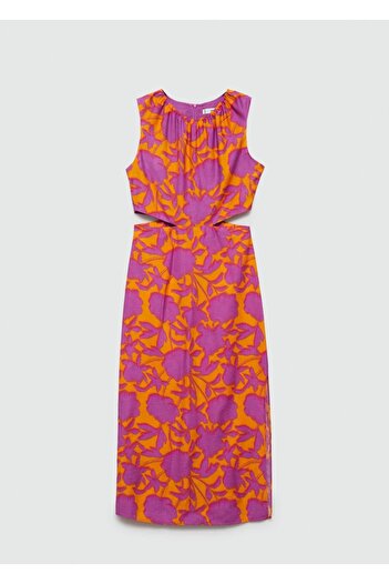 MANGO Woman Yırtmaçlı desenli elbise
