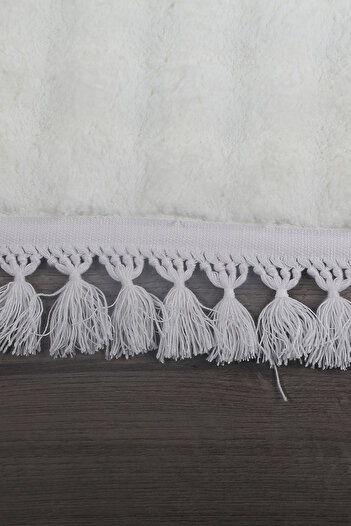 Bonny Home Pompom Fringed Bubble Cream Plush Carpet - Washable Non-Slip Based Fluffy Carpet