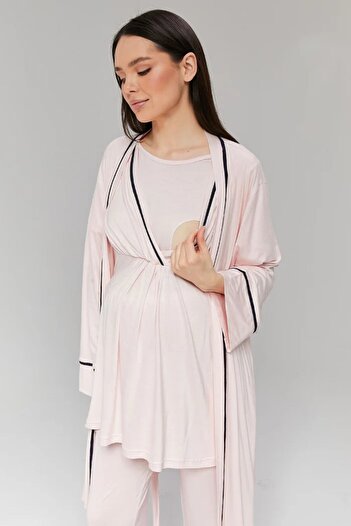 Rimel Homewear Σετ πιτζάμες εγκυμοσύνης από 100% βαμβάκι με σωλήνωση