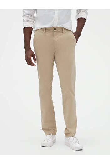 GAP Erkek Bej Slim Fit Flex Khaki Pantolon