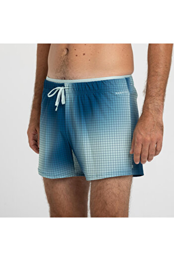 Decathlon Ανδρικό σορτς Nabaiji κοντό 16 ιντσών για πισίνα - Μπλε - Μοτίβο παραλλαγής - 100 COURT