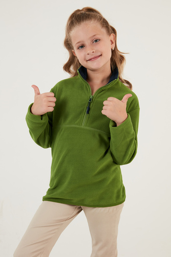 Lela Soft Textured Zippered Stand Collar Winter Fleece Unisex Children's Fleece 5905002