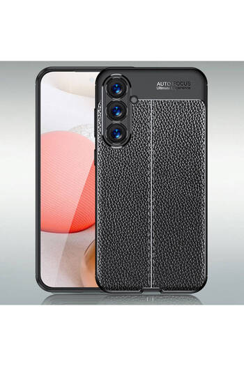 Fibaks Samsung Galaxy S23 Fe Case Protective Cover with Camera Protruding Leather Look Stitching Pattern
