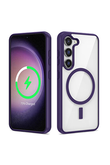Fibaks Samsung Galaxy S24 Ultra Kılıf Magsafe Wireless Şarj Özellikli Tam Koruma Renkli Sert Silikon Kapak