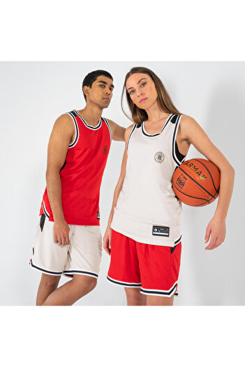 Decathlon Tarmak Adult Basketball Shorts - Reversible - Red / Beige - Sh500