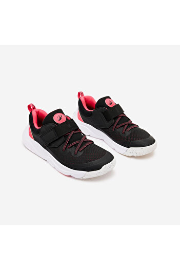 Decathlon Children's Velcro and Elastic Laced Sneakers - Black/Pink - Playful Fast